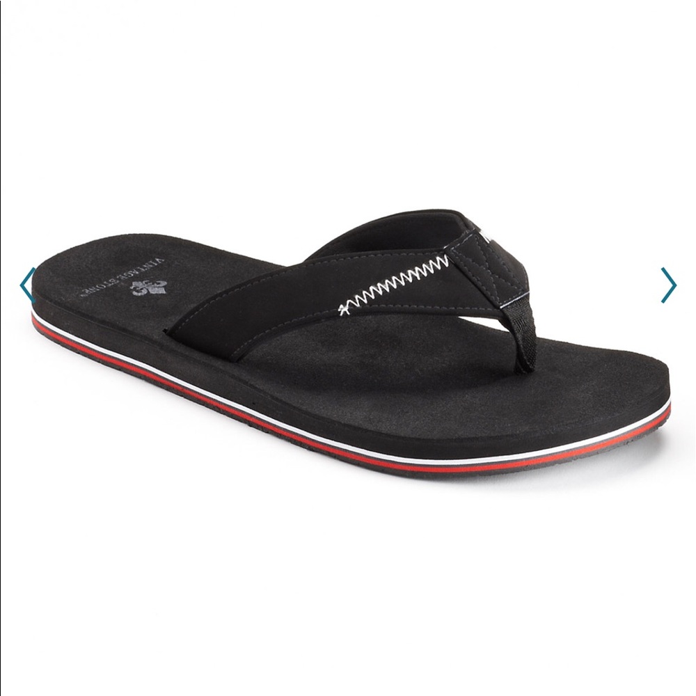 NEW VINTAGE STONE Sandal Flip Flops Black Large 10/11 Men’s